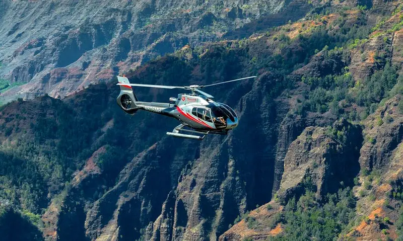 Maverick helicopter tour in-flight over Kauai's Waimea Canyon State Park