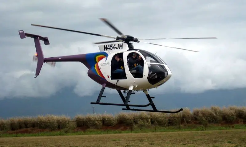 Jack Harter Hughes 500 departing heliport