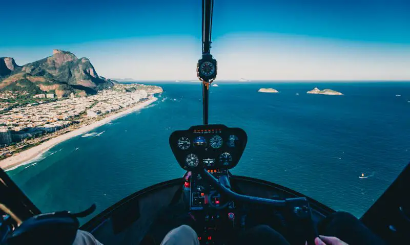 Pilots-eye view of helicopter in flight